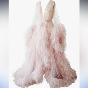 Pink tulle dressing robe